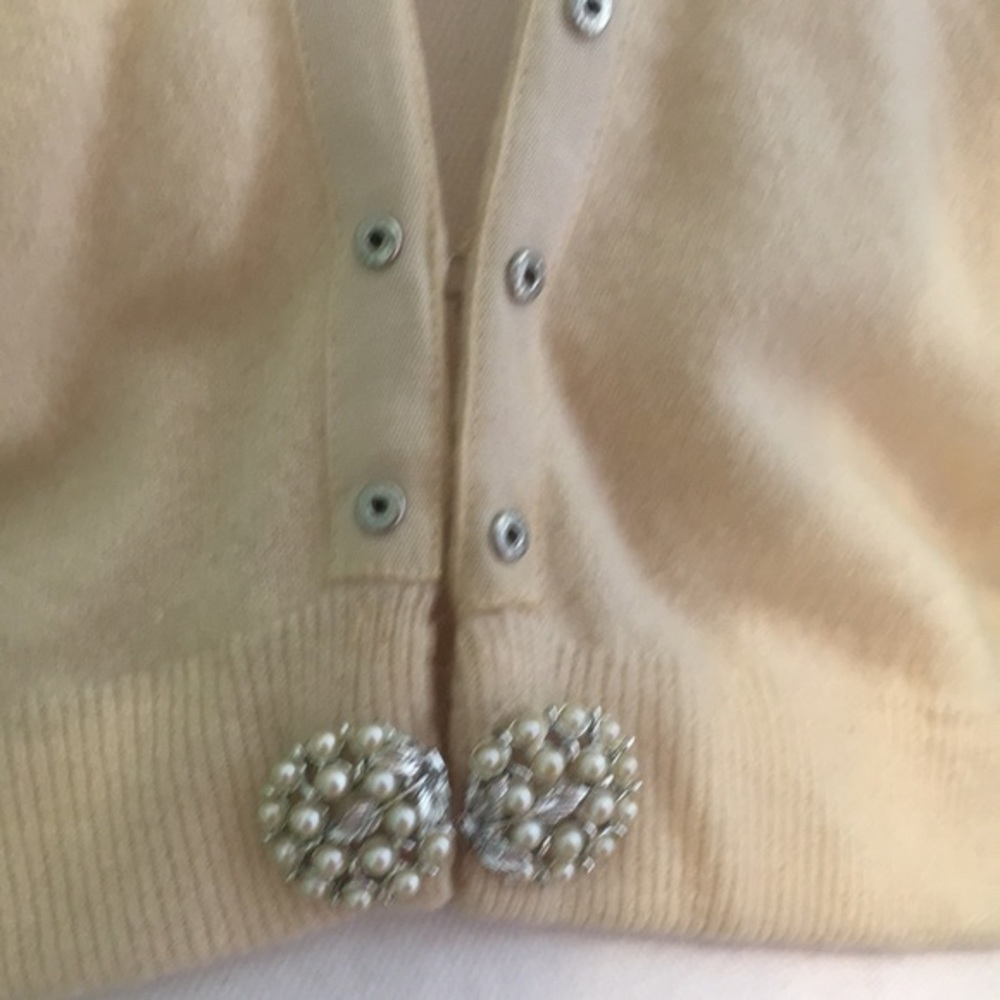 Vintage CASHMERE BY MORITZ cream‎ cardigan sweater - Picture 7 of 10